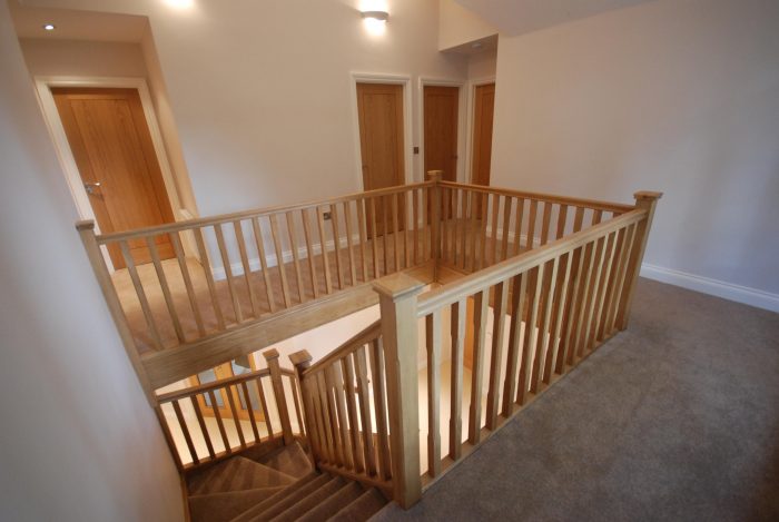 Large galleried landing with oak staircase 