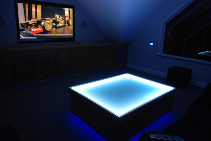 Media room with feature LED lighting