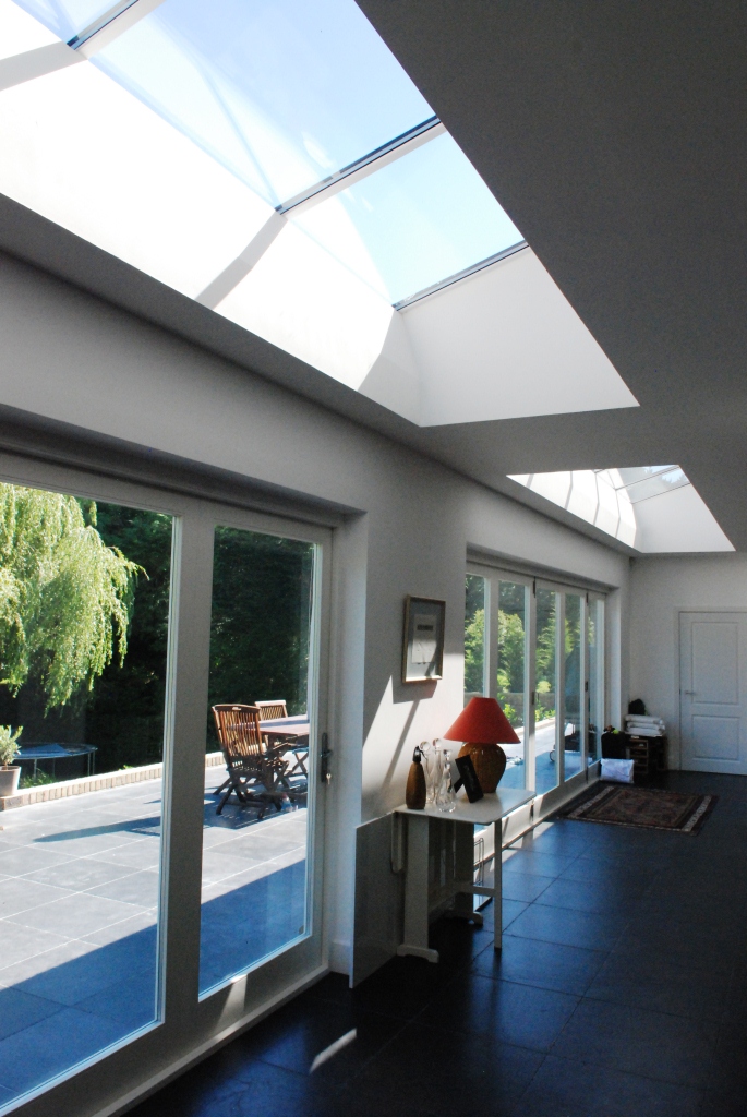 Roof-light adds light and interest to the open-plan kitchen/family/dining space