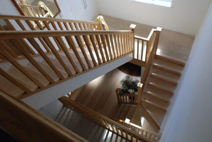 Feature oak staircase over two floors with vaulted ceiling