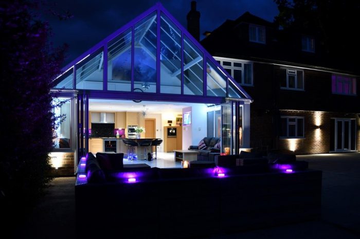 An outside living space takes on a whole new dimension at night!