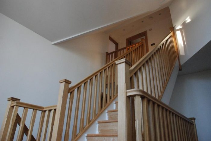 Feature oak staircase over two floors with vaulted ceiling