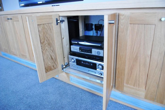 Video/Audio equipment in custom designed media cupboard