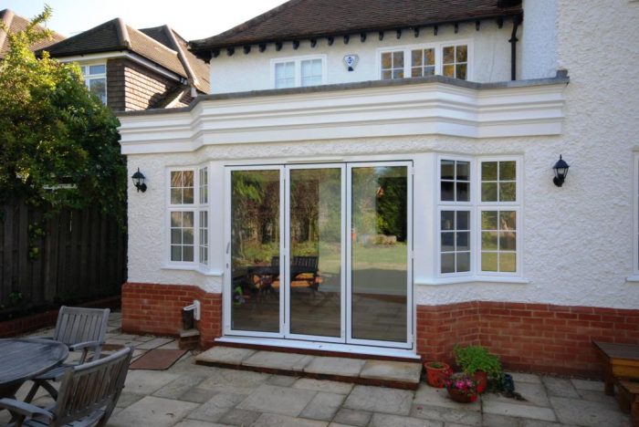 Orangery style extension with decorative timber fascia
