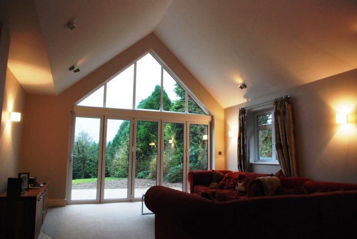 Family room with vaulted ceiling & feature glazing to make the most of the garden views