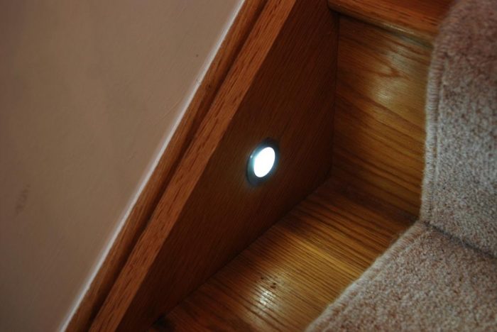 LED light set into stairs