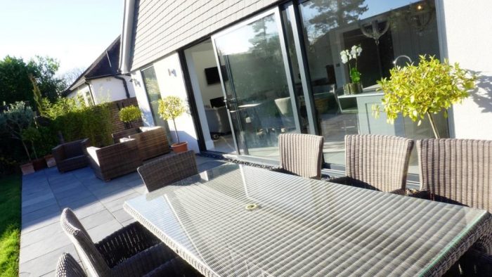 Sliding doors provide a great view and connection with the garden living space